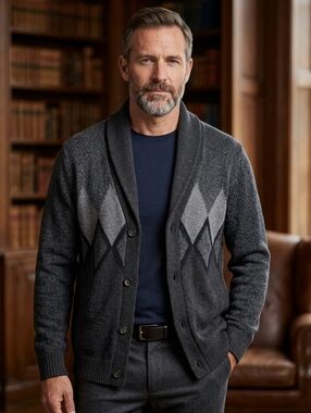 Tommy Hilfiger Men's Shawl Collar Grey Button-Up Cardigan Sweater Size L